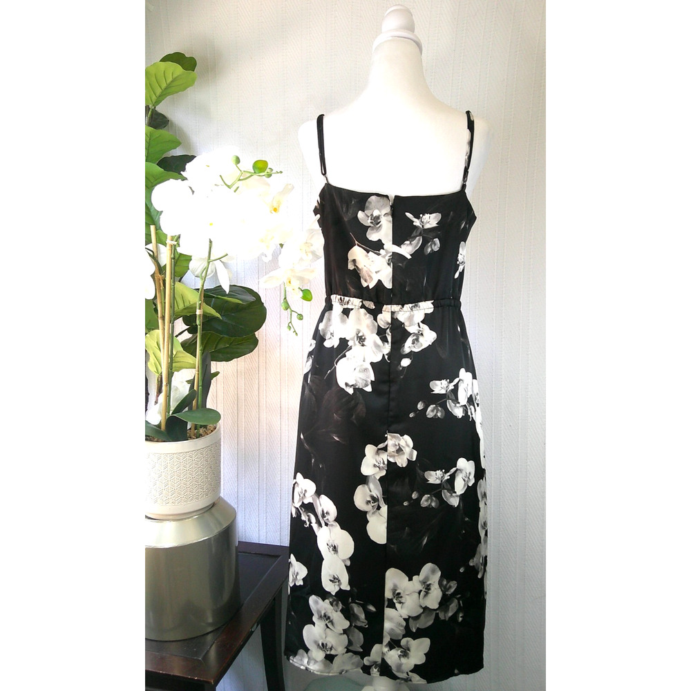 NWT Worthington XXL Black & White Floral Satin Spaghetti Strap Midi Dress - Picture 5 of 13